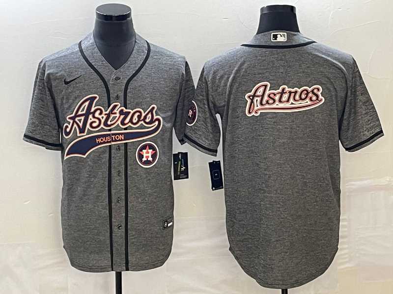 Men%27s Houston Astros Blank Grey Gridiron With Patch Cool Base Stitched Baseball Jerseys